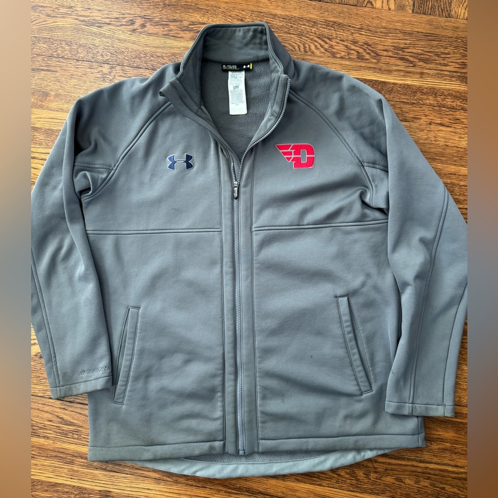 #413 DAYTON FLYERS UNDER ARMOUR (STORM) COLDGEAR Gray Full-Zip Jacket.
